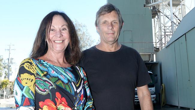 Michelle Neumann with Artist Dean Cogle who painted the silo. Picture Mike Batterham