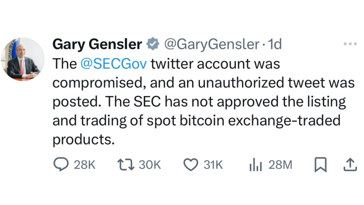 The SEC X account was earlier hacked to tweet a false announcement of the news. Picture: X