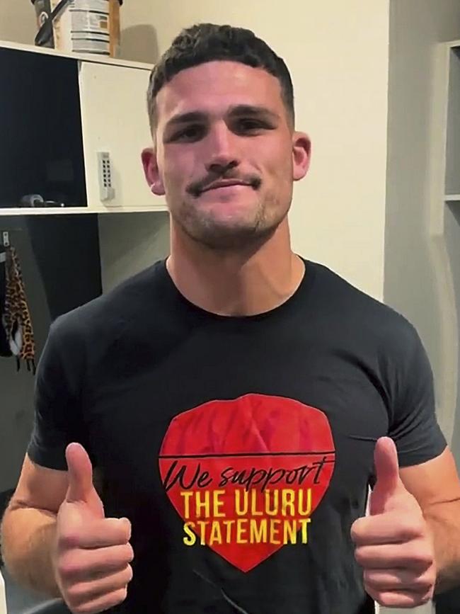 A video showing Penrith Panther player Nathan Cleary supporting the 'Yes' vote in the upcoming referendum on an Indigenous voice to parliament.