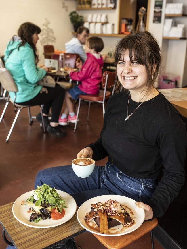 Roisin Abberton barista at Straight Up Coffee and Food in Hobart. Picture: EDDIE SAFARIK