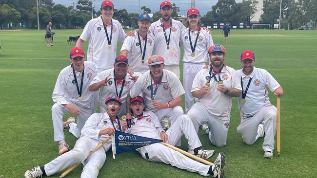 Maribyrnong Park St Marys celebrates its VTCA Division 4 Second XI premiership.