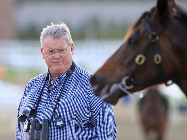 Trainer Anthony Cummings looks on during a trackwork session ahead of The Everest at Royal Randwick Racecourse.