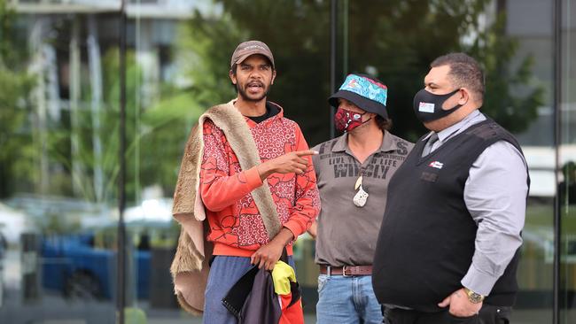 Protesters argue with security staff at the ACT Law Courts on January 4. Picture: NCA NewsWire/ Gary Ramage