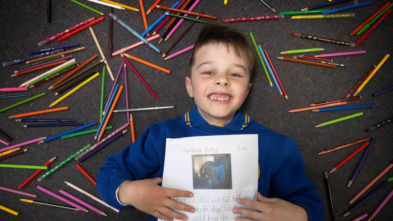 Preston Primary School student Finn Christou-Lloyd has won the K-2 category in the Kids News Short Story competition. Picture: Tony Gough