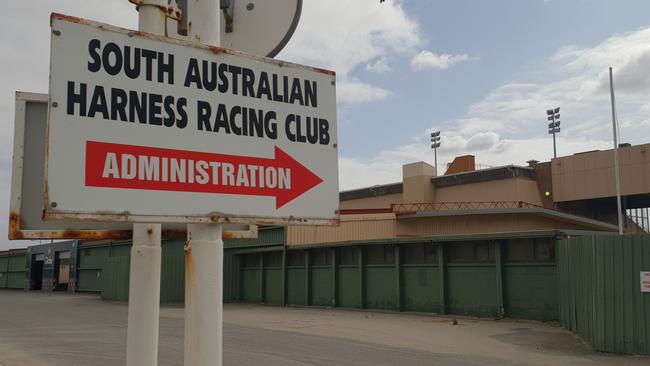 The sign to the administration offices of the SA Harness Racing Club. Picture: Colin James