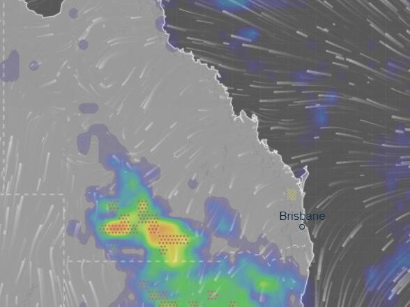 Parts of Southern Queensland, including Charleville, Cooladdi and Windorah are also forecast to be hit with isolated heavy showers, with over 25mm of rainfall expected over the next 24 hours as a trough system moves across the region. Source: Ventusky.