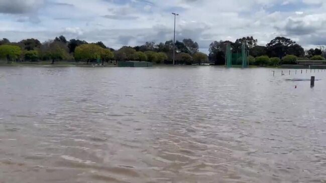 Geelong's Landy Field inundated