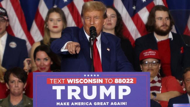 Donald Trump speaks during a campaign rally in Green Bay, Wisconsin. Picture: AFP