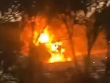 A truck fire on the M1 at Ormeau on the Gold Coast on Monday morning.