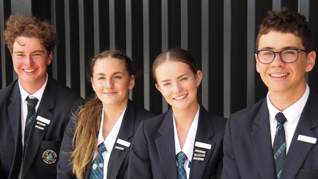 Bundaberg Christian College 2023 leaders. Pictured- Captains: Cody Muller and Alice Daniel, and Vice-Captains: Lily Mason and Angus Rehbein.