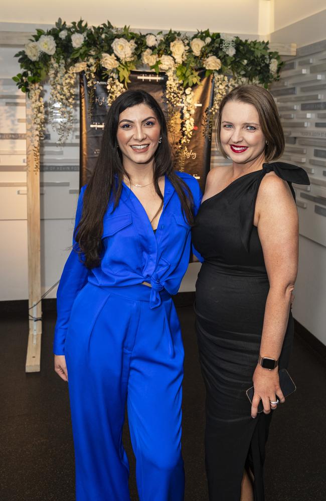 Toowoomba Fashion Festival journailst Melanie Canosa (left) with festival co-founder Christel Ryley at The Armitage Centre, Saturday, March 16, 2024. Picture: Kevin Farmer