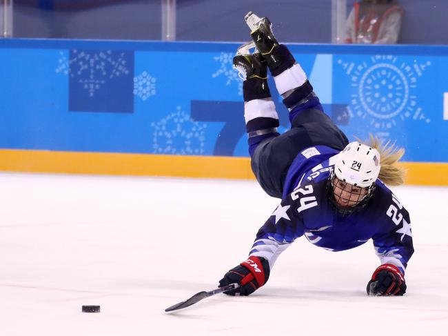 Danielle Cameranesi #24 of the United States dives for the puck in the third period against Olympic Athletes from Russia during the Women’s Ice Hockey Preliminary Round - Group A game on day four of the PyeongChang 2018 Winter Olympic Games at Kwandong Hockey Centre on February 13, 2018 in Gangneung, South Korea. Picture: Getty Images