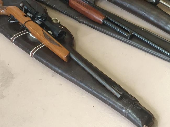 Illegal shotguns and rifles seized from a Mary Valley Rd, property at Southside last Tuesday.