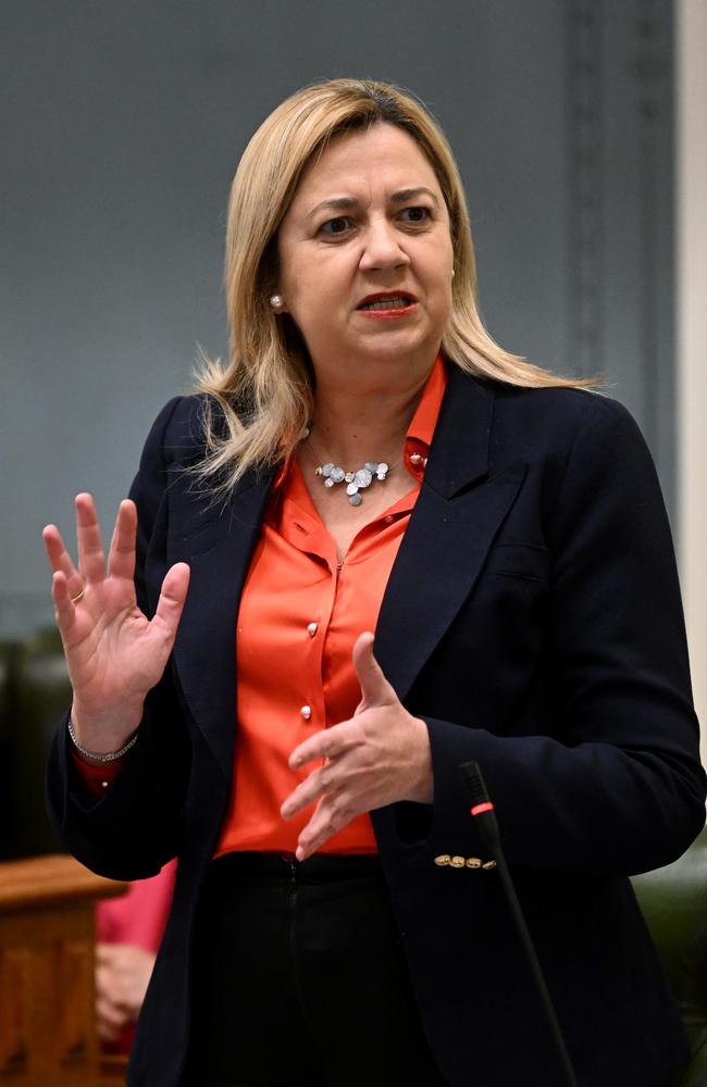 Queensland Premier Annastacia Palaszczuk speaks during Question Time at Parliament House in Brisbane. Picture: Dan Peled / NCA NewsWire