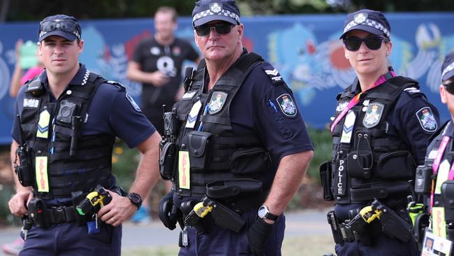 Police out in force at Broadbeach. Picture: Nigel Hallett.