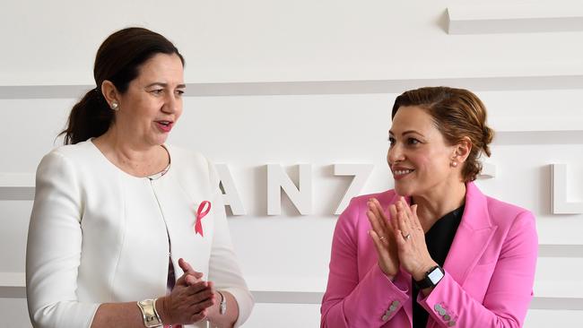 Queensland Premier Annastacia Palaszczuk and Deputy Premier Jackie Trad. Picture: AAP Image/Dave Hunt