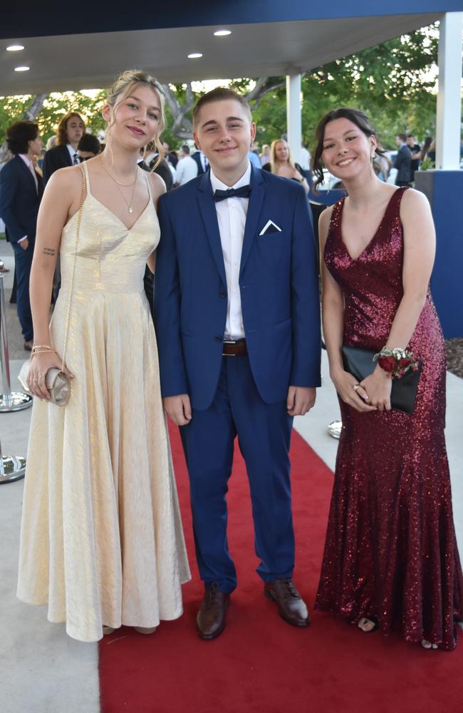 Sydney McGuire, Lucas Smart and Alicia Marshall at the Mountain Creek State High School formal on November 18, 2022. Picture: Sam Turner