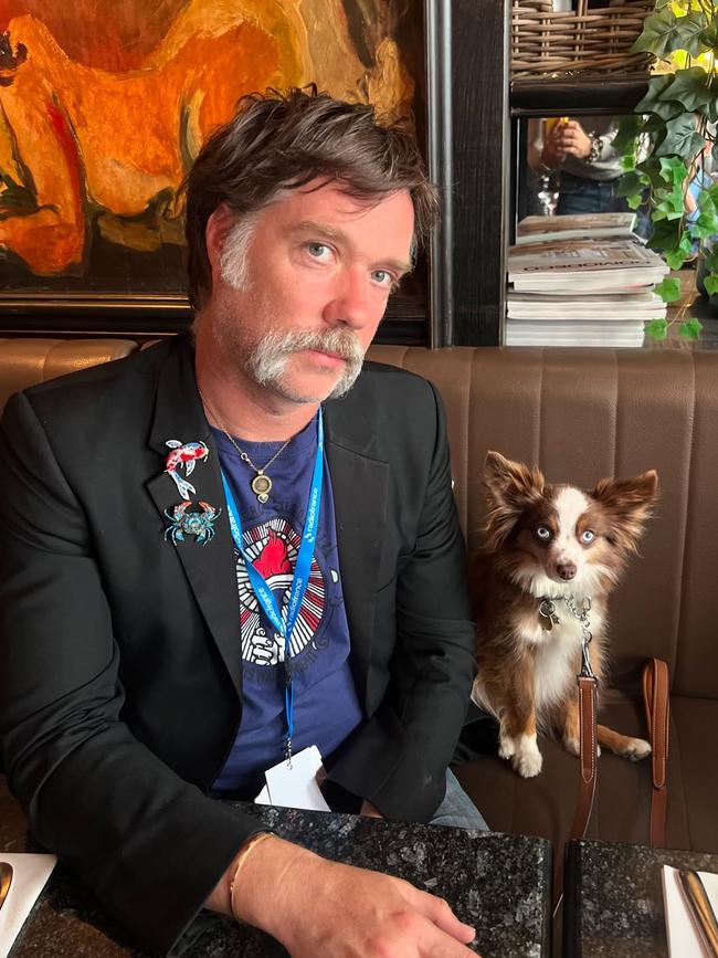 Rufus Wainwright with his miniature Australian shepherd, Siegfried, in November 2024. Picture: Instagram