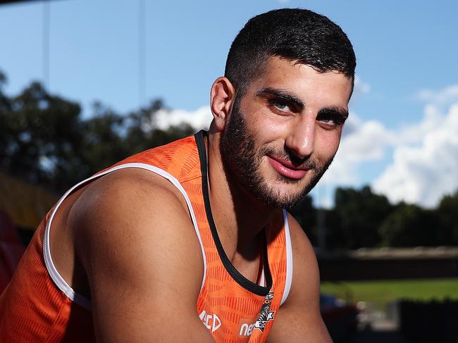 Alex Twal poses for a portrait before Wests Tigers training at Concord Oval, Sydney. Picture: Brett Costello