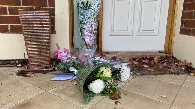 Flowers left outside Ann Marie Smith’s house at Kensinton Park. Picture: Gabriel Polychronis,