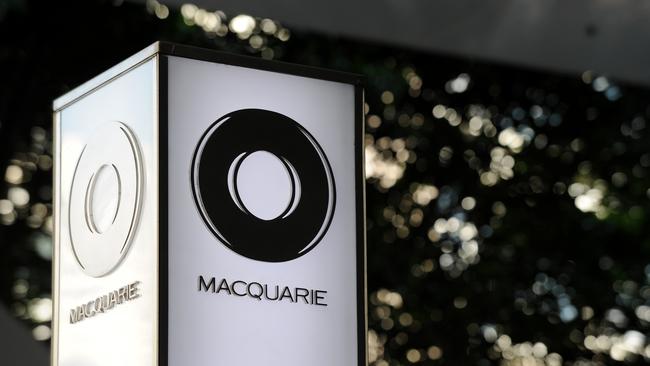 Macquarie Group signage is seen in Sydney, Friday, Sept. 11, 2015. (AAP Image/Joel Carrett) NO ARCHIVING