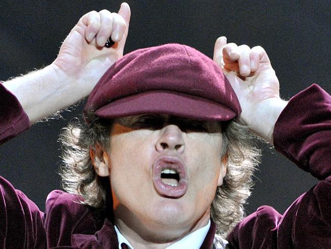 Angus Young of AC/DC performs Tuesday, Oct. 28, 2008 at the Wachovia Arena in Wilkes-Barre township, Pa. Tuesday, Oct. 28, 2008.(AP Photo/Times Leader, Don Carey) ** CITIZEN?S VOICE OUT, SCRANTON TIMES OUT, STANDARD-SPEAKER OUT **