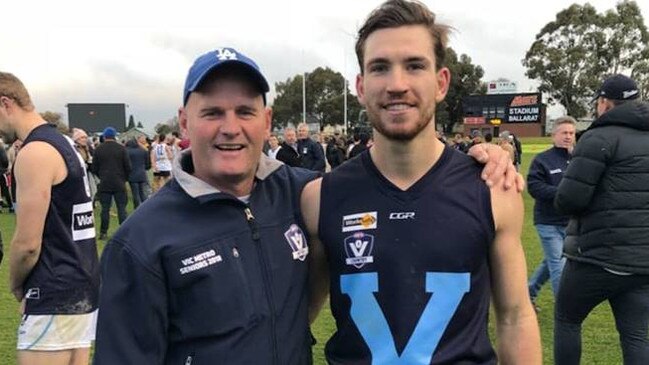 Frank Anderson (right) after starring for Vic Metro. Picture: Phil Lovell