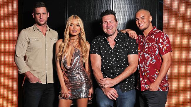 Dan Ewing, DJ Havana Brown, Jason Stevens and Stan Walker filming Chasing Comets at The Star in Sydney.