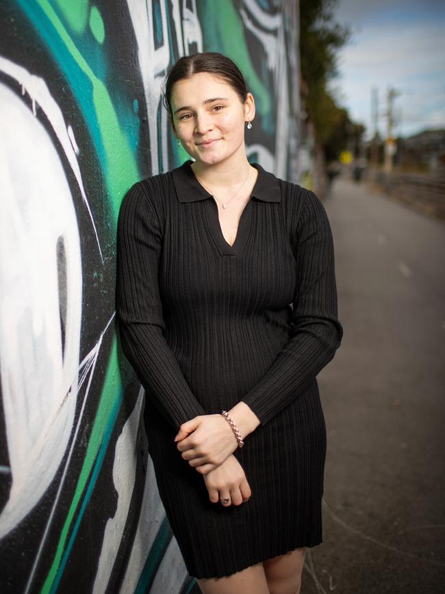 Molli Johns, 18, from Brunswick in Melbourne has been diagnosed with atypical Anorexia. Picture: Mark Stewart