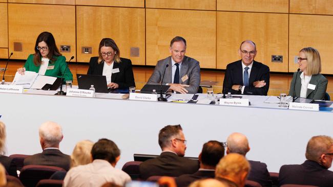 Board members face investors at the ASX AGM. Picture: Max Mason-Hubers