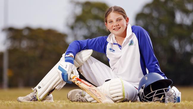 Phoebe Meagher, 10, plays for St John Bosco Cricket Club, Engadine. Picture: Sam Ruttyn