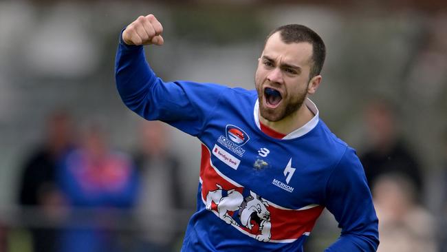 Nicholas Stathopoulos celebrates a goal. Picture: Andy Brownbill