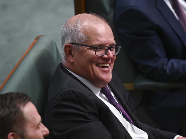 CANBERRA, AUSTRALIA - FEBRUARY 16 2023: Scott Morrison during Question Time at Parliament house in Canberra. Picture: NCA NewsWire / Martin Ollman