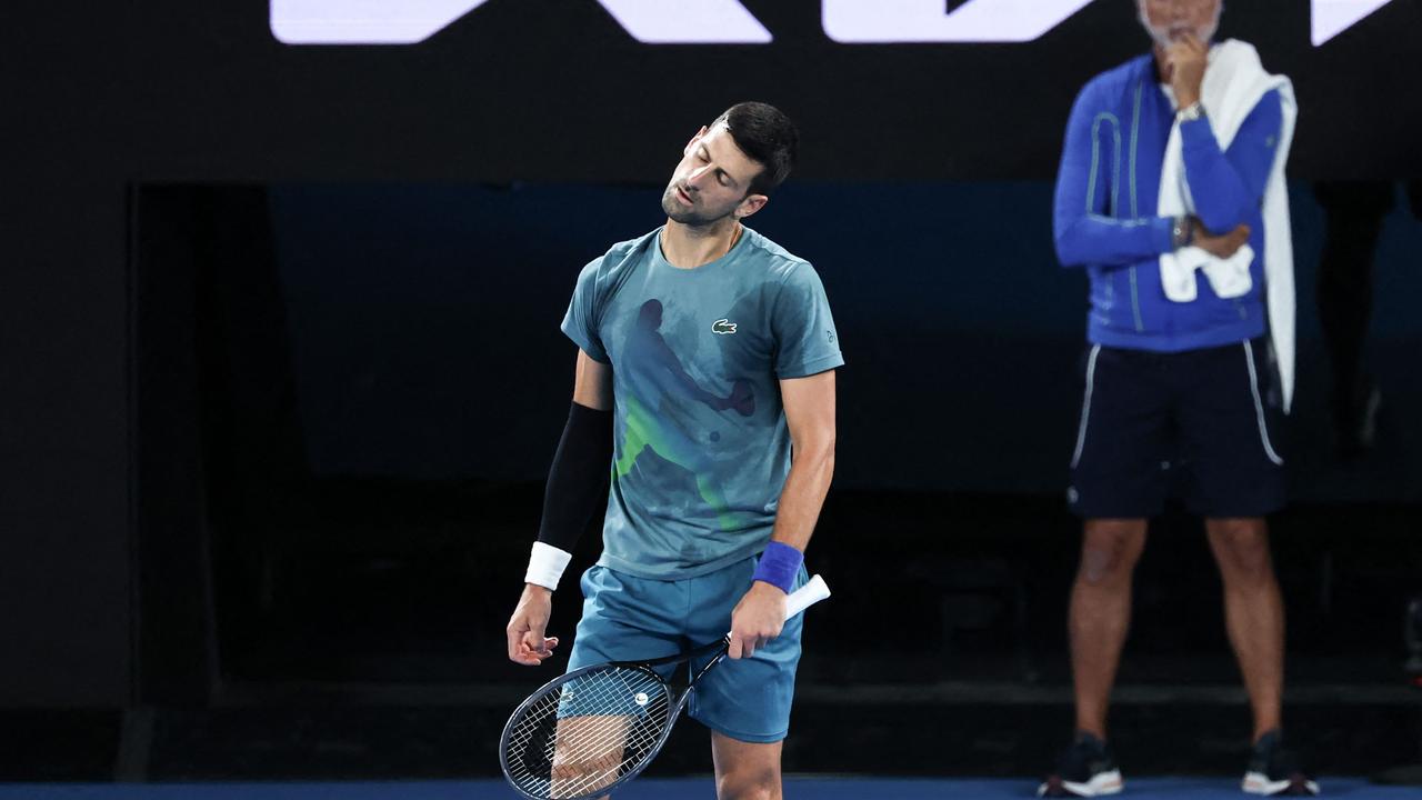 Djokovic during a practice session in Melbourne ahead of this year’s Australian Open (Photo by DAVID GRAY / AFP)