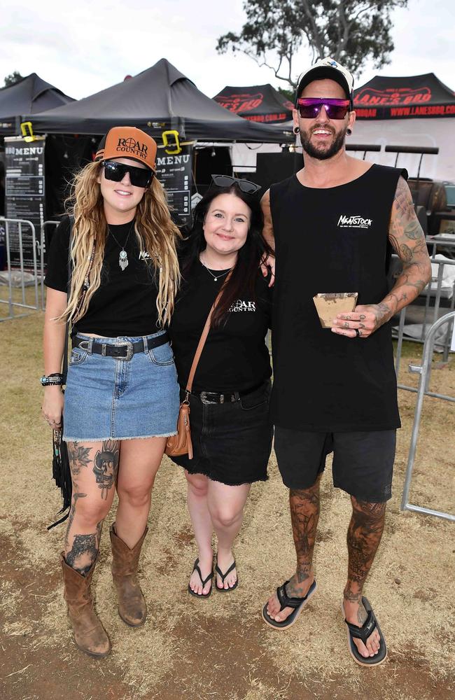 Elisha Boyan, Lauren Banks and Joel Boyan at Meatstock, Toowoomba Showgrounds. Picture: Patrick Woods.