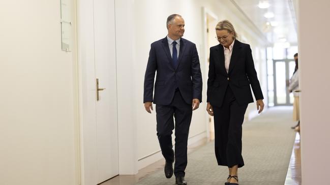 Newly appointed leader of the Liberal Party Sussan Ley and deputy leader Ted O'Brien. Picture: NewsWire / David Beach