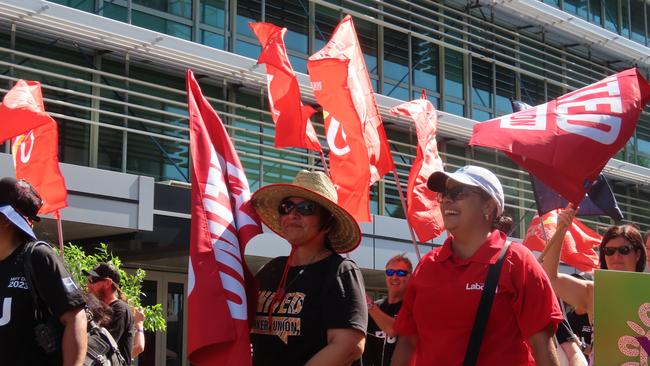 Ngaree Ah Kit was one of many Labor MLAs at the Unions NT May Day March in Darwin on May 1, 2023. Picture: Annabel Bowles