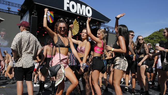 Festivalgoers at the FOMO Music Festival at Parramatta Park in Sydney. Picture: David Swift