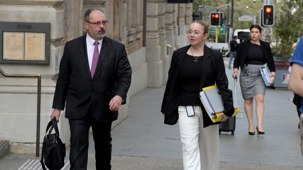 David Sharaz's lawyer Jason McLaurin arrives at the David Malcolm Justice Centre for mediation talks. Picture: NCA NewsWire / Sharon Smith