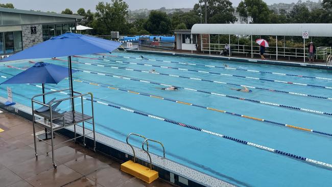 A very overcast and wet Leichhardt Park Aquatic Centre. Picture: Alexi Demetriadi