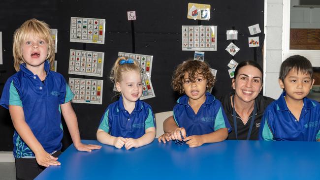 Mackay District Special School Bailee, Vera, Brantley, Phumet. Teacher Mikaela. Picture: Michaela Harlow