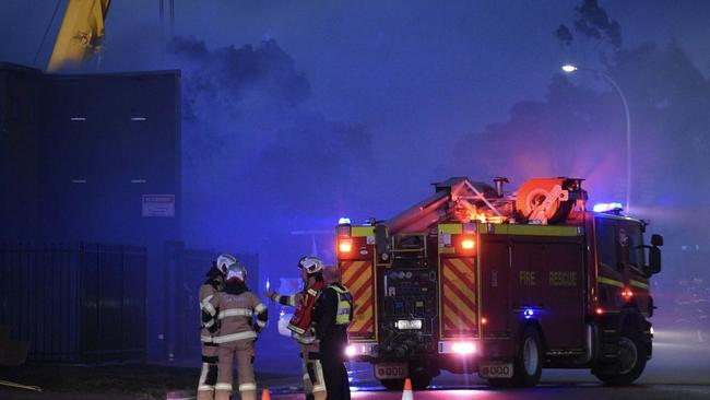 Emergency services at the scene of the Wendouree factory fire. Photo: Ballarat News Team