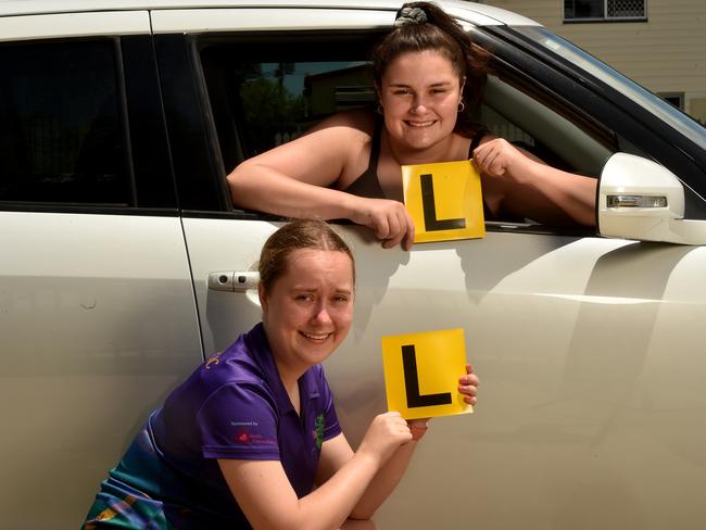 Lasharna Oswin, 16, and Keely Alexander, 16, have  got their learner's licenses. Picture: Evan Morgan