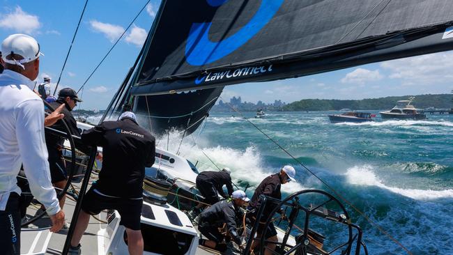 Daily Telegraph. 10, December, 2024.on board the Supermaxi Lawconnect, during the SOLAS Big Boat Challenge, in Sydney Harbour, today.Picture: Justin Lloyd.