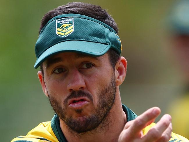 BRISBANE, AUSTRALIA - OCTOBER 22: Ben Hunt during an Australia Kangaroos training session at Ballymore Stadium on October 22, 2024 in Brisbane, Australia. (Photo by Chris Hyde/Getty Images)