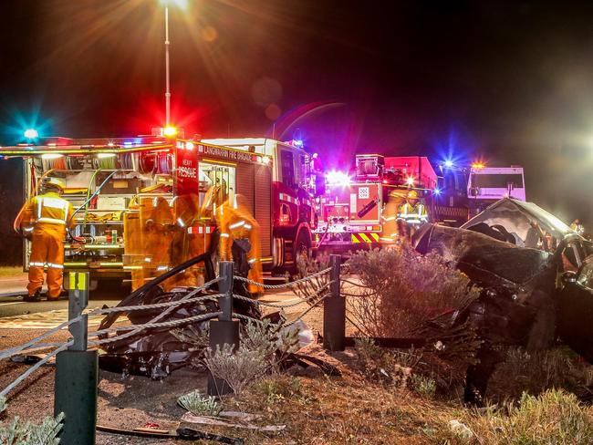 Emergency services at the scene. Picture: Gary Sissons