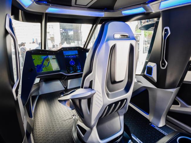 Uber’s concept for the interior of a flying car includes space for carry-on luggage and five seats, including one for a pilot. Picture: Jennifer Dudley-Nicholson/News Corp Australia