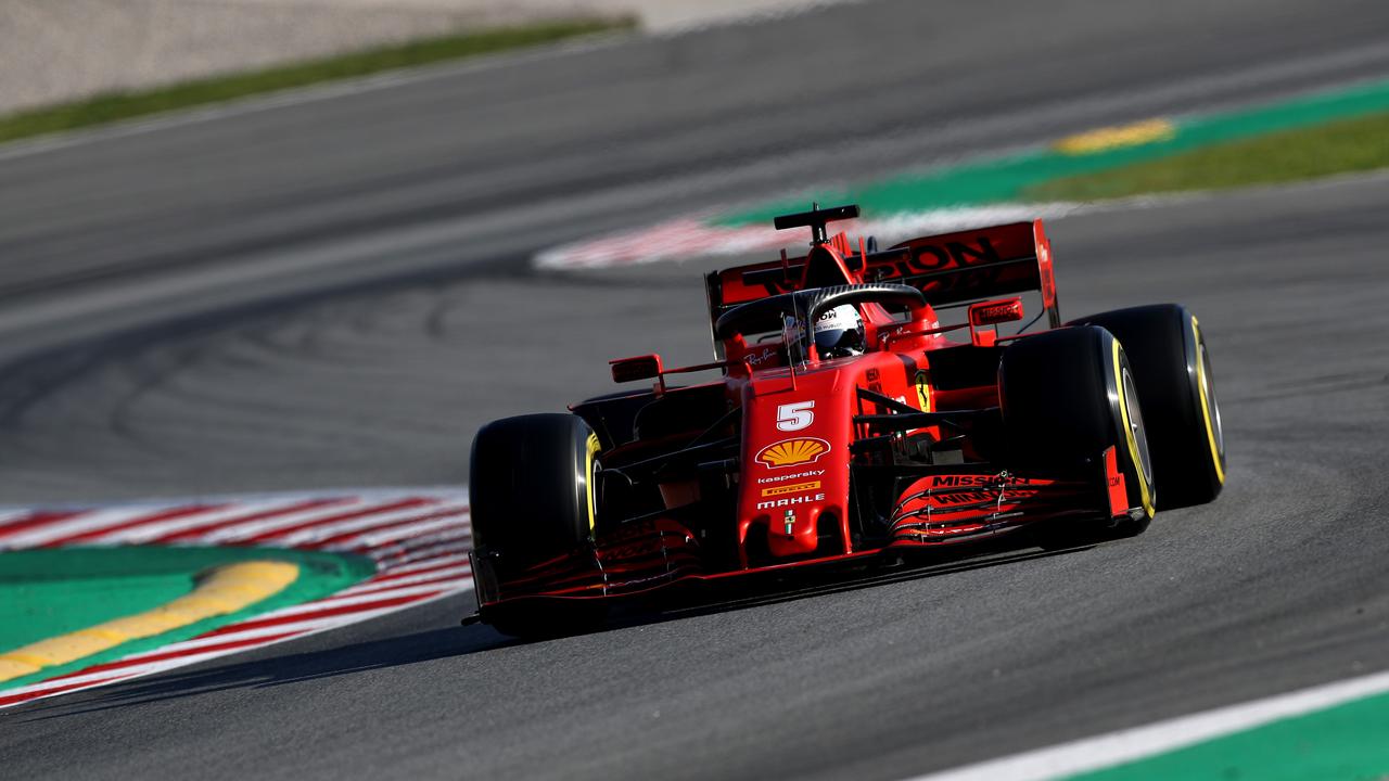 Sebastian Vettel on track during testing in Barcelona.