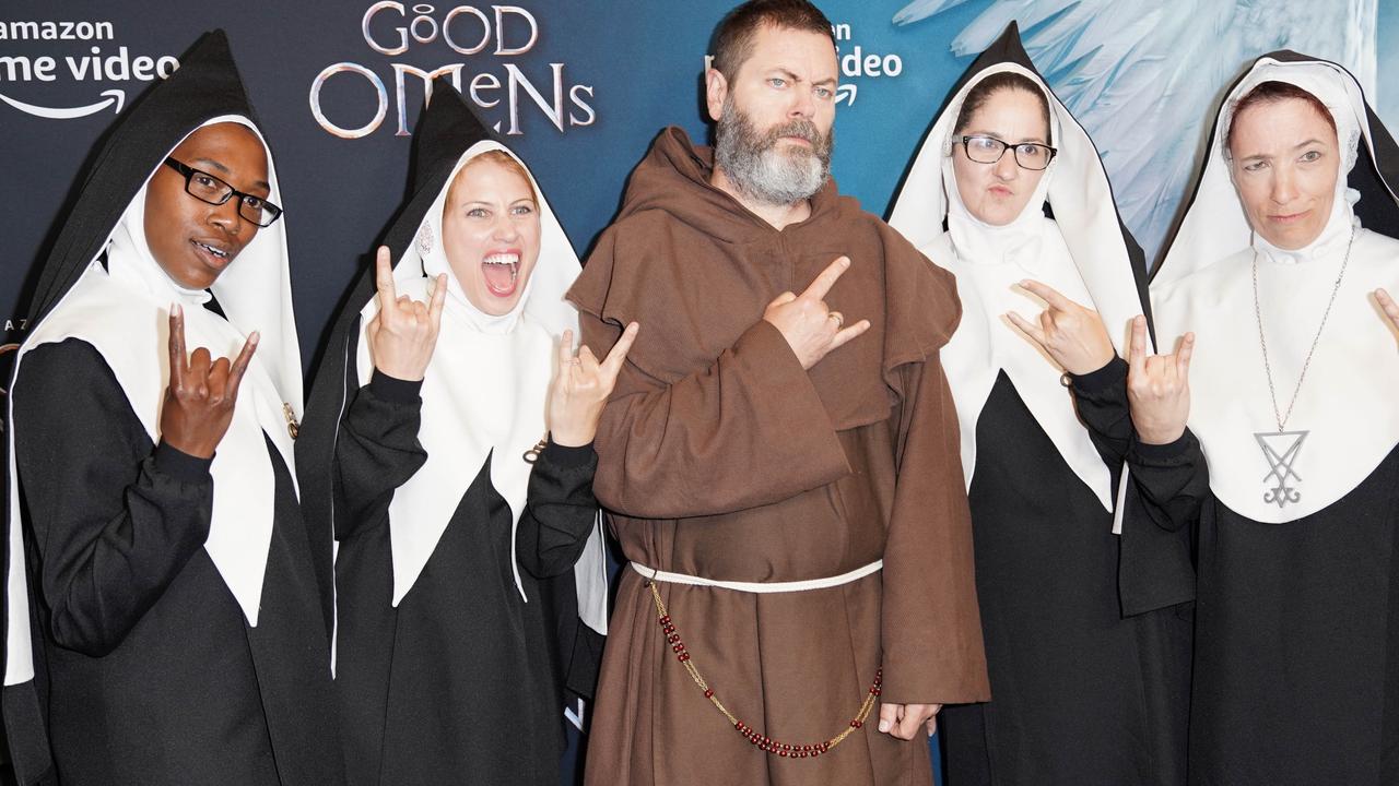 Nick Offerman at the premiere of Good Omens in New York City.