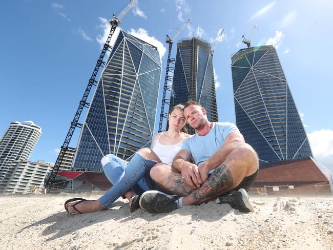 Josh Ryan is one of the workers who has lost his job at Jewel. Photo of him with his partner Bobbie-Leigh Cable. Photo by Richard Gosling